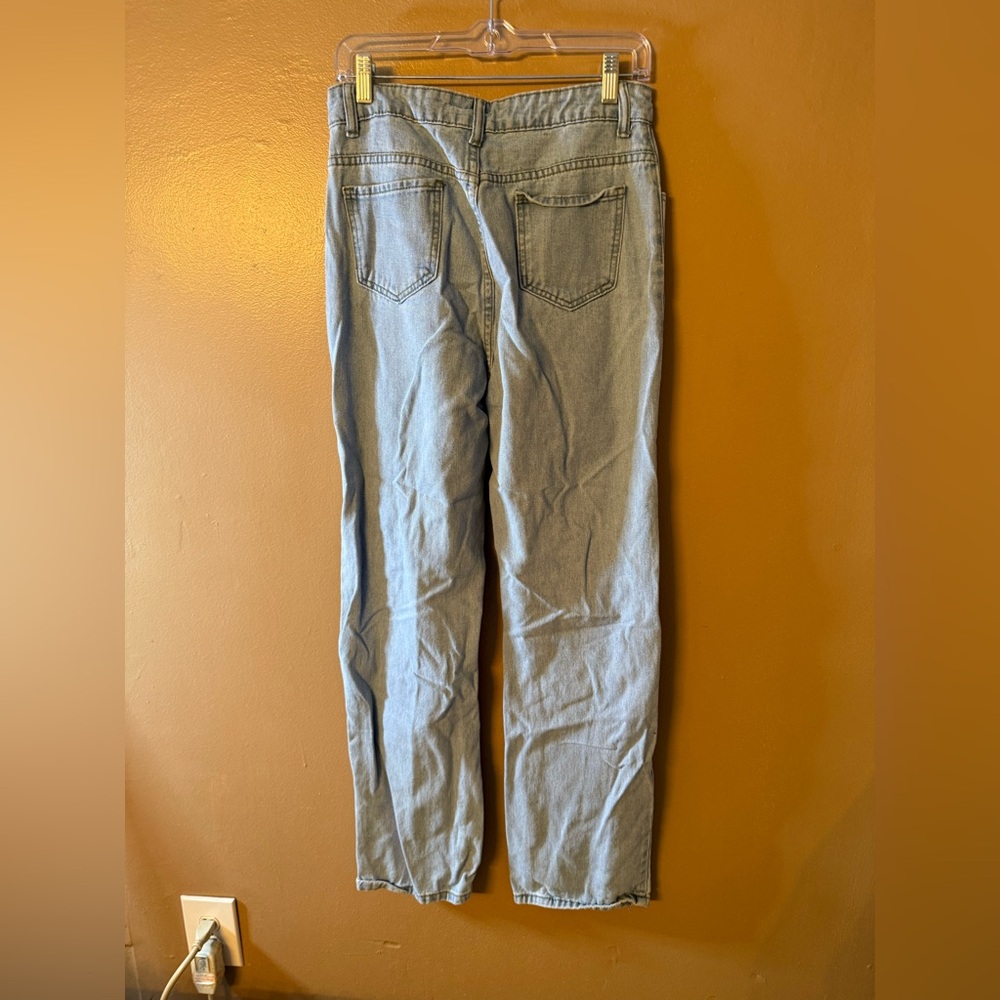 SHEIN Sun and Floral Distressed Boyfriend Jeans - Picture 2 of 3